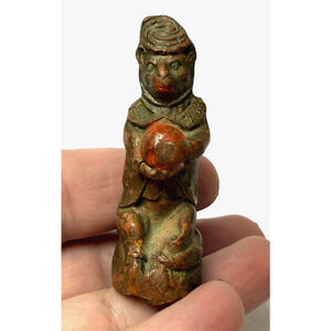 Vintage Organ Grinder Monkey? Cat? W/ Hat Red Ball Figure Handle Unusual HELP